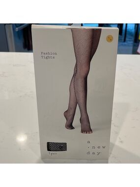 A New Day Sheer Black Fashion Tights with Rhinestones
